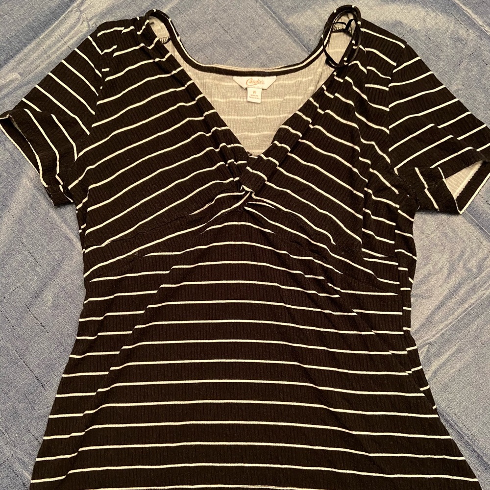 Candie’s Brand black and white striped top